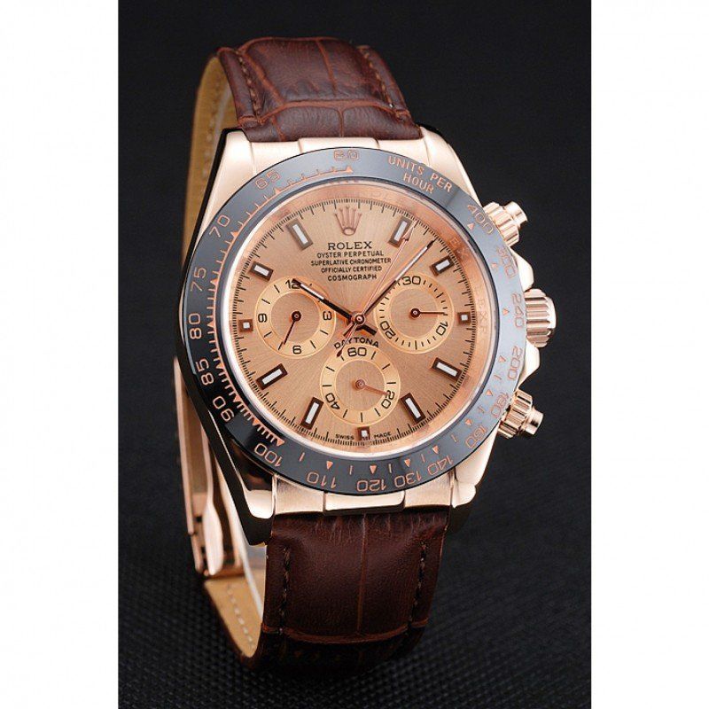 Rolex Cosmograph Daytona Brown Dial Rose Gold Case Brown Leather Bracelet 1454243 - Orolen
