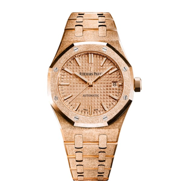 AUDEM@RS P!GUET Royal Oak Frosted Gold, Rose dial, 37mm, 18k Rose gold, 15454OR.GG.1259OR.03