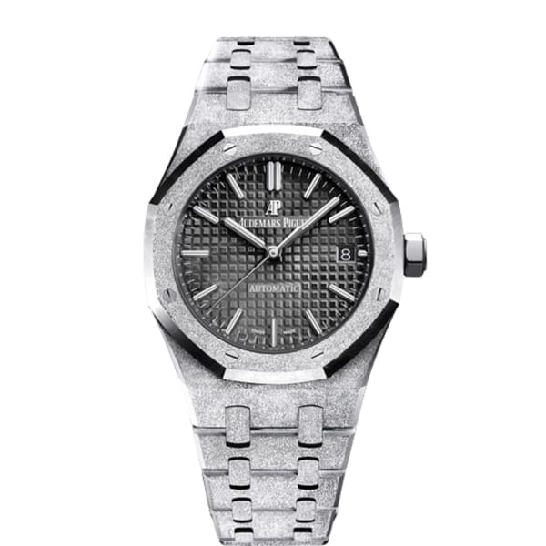 AUDEM@RS P!GUET Royal Oak Frosted Gold Selfwinding, Black dial, 37mm,White gold,