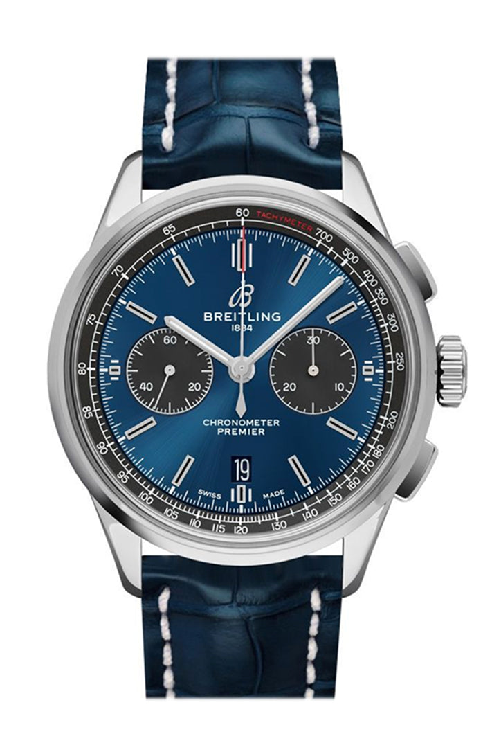 BRE!TLING Premier B01 Chronogragh 42mm Blue Croc Deployment AB0118A61 C1P1
