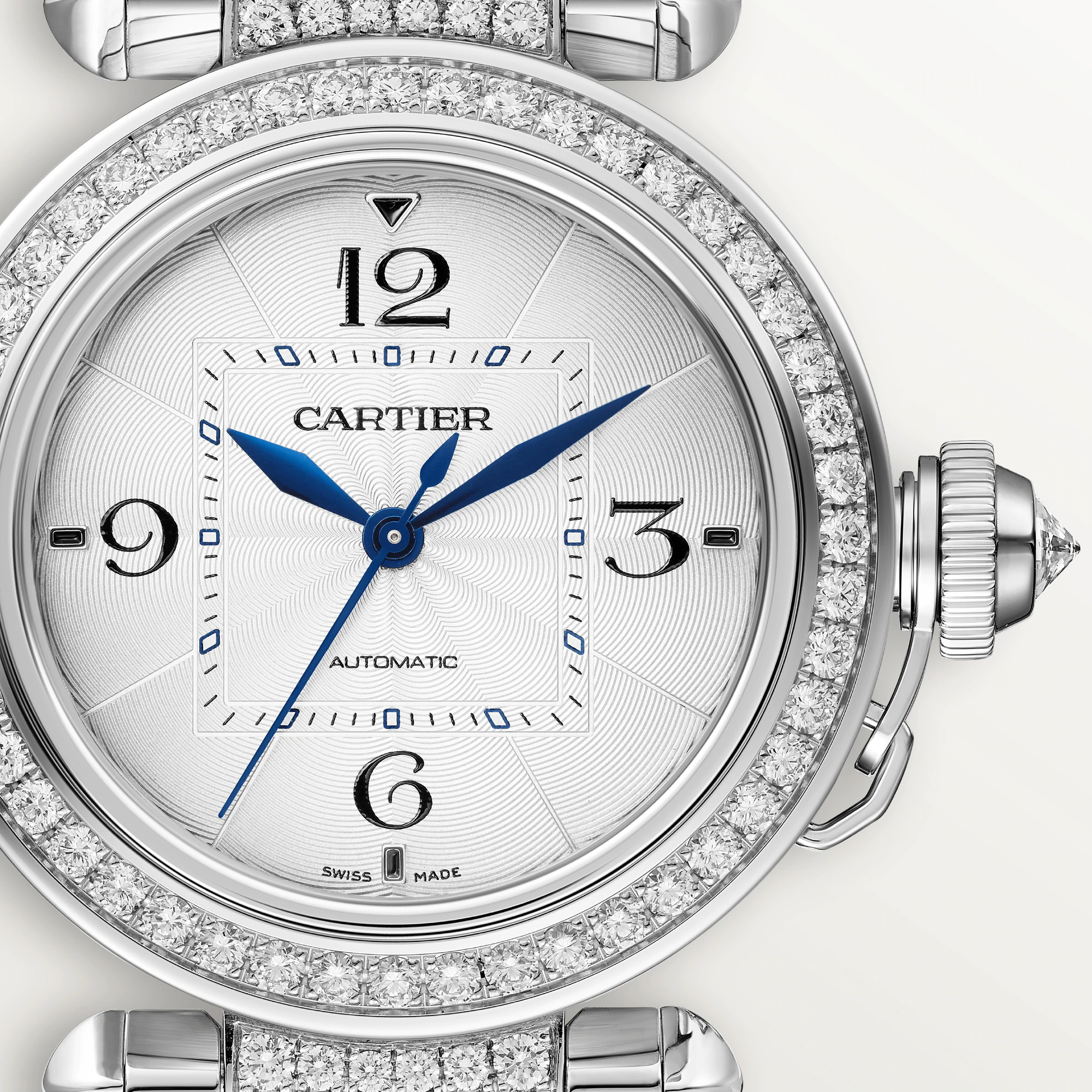 C@RTIER Pasha de C@RTIER 35mm 18K White Gold & Diamonds Lady��s Watch, WJPA0014