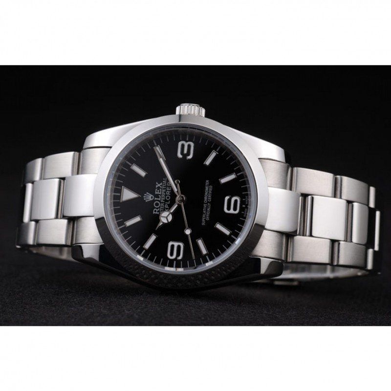 Rolex Explorer Polished Stainless Steel Black Dial 98087 - Orolen