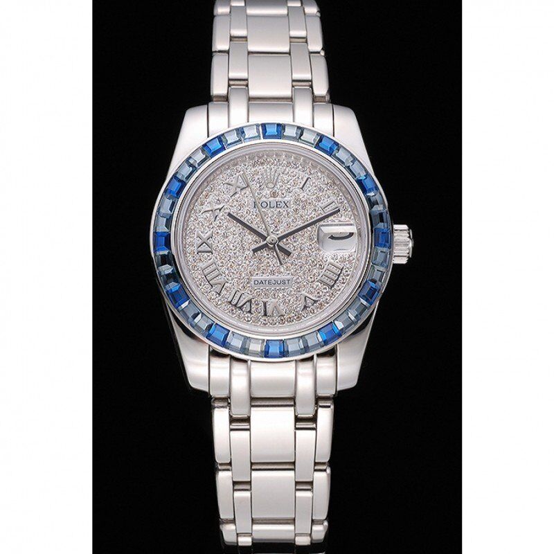 rol€x Datejust Diamond Dial Blue Jewels Bezel Stainless Steel Case And Bracelet 622834