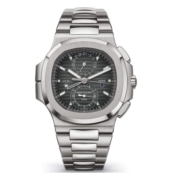 PAT€K PHIL!PPE Nautilus Travel Time Chronograph Stainless Steel Automatic Men's Watch 5990-1A-001