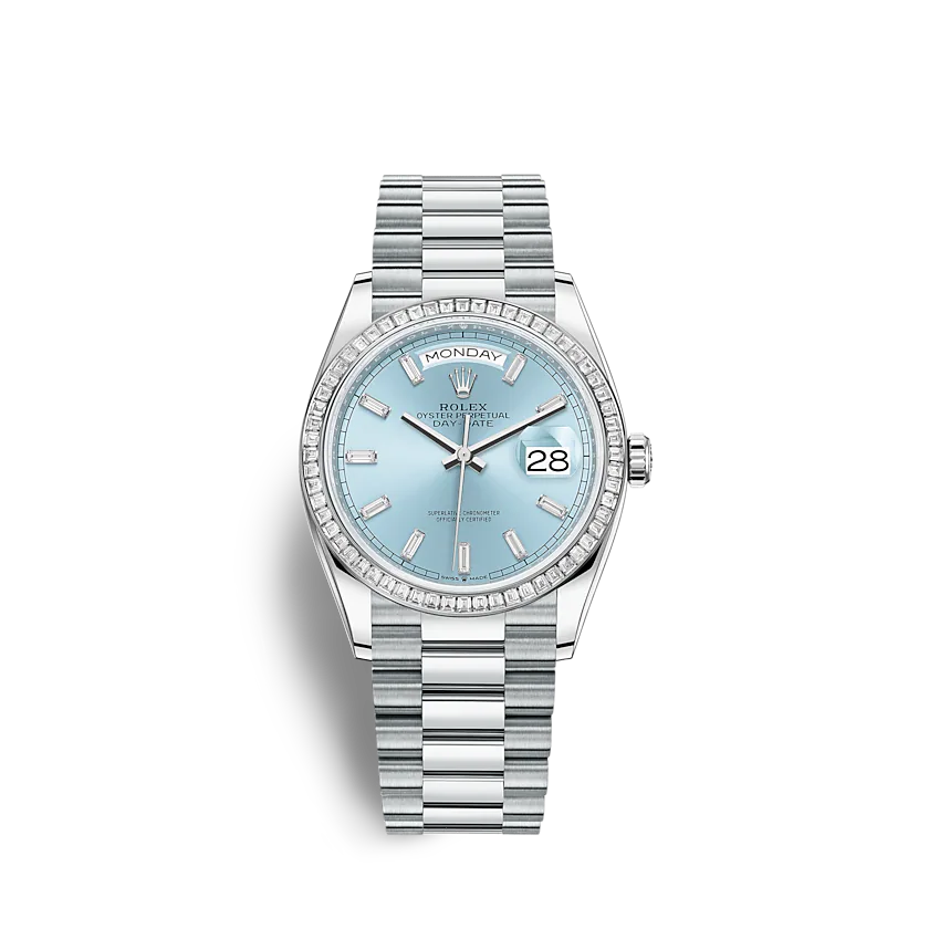 rol€x Day-Date 128396TBR 36mm Ice blue set with diamonds