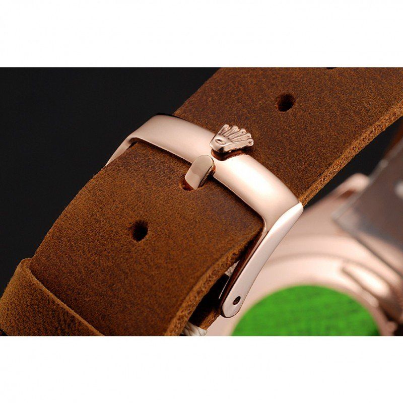 Rolex Yacht-Master Black Dial Brown Bezel Rose Gold Case Brown Leather Bracelet 1453860 - Orolen