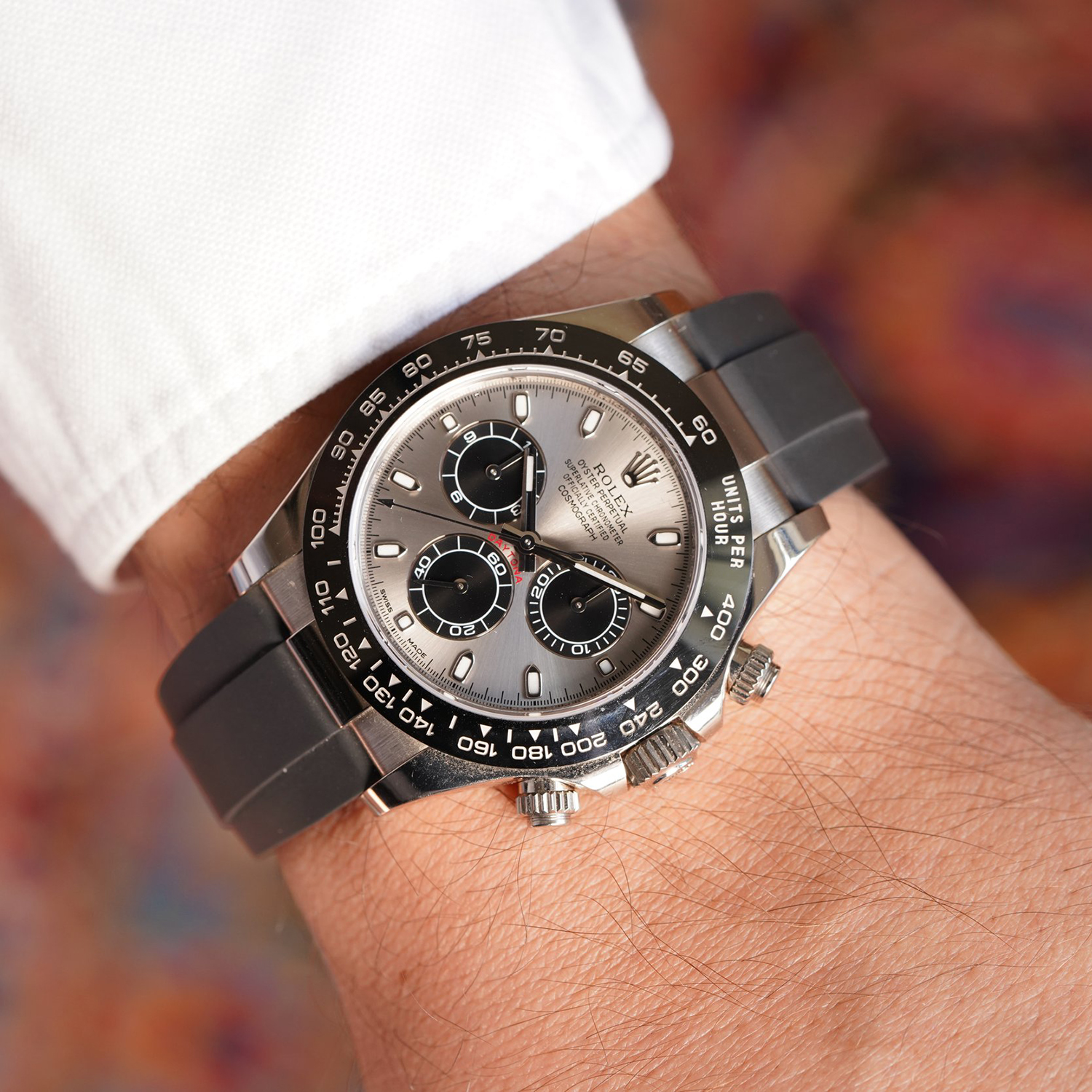 Rolex Daytona White Gold Steel Dial Oysterflex Strap 116519ln-0027 - Orolen