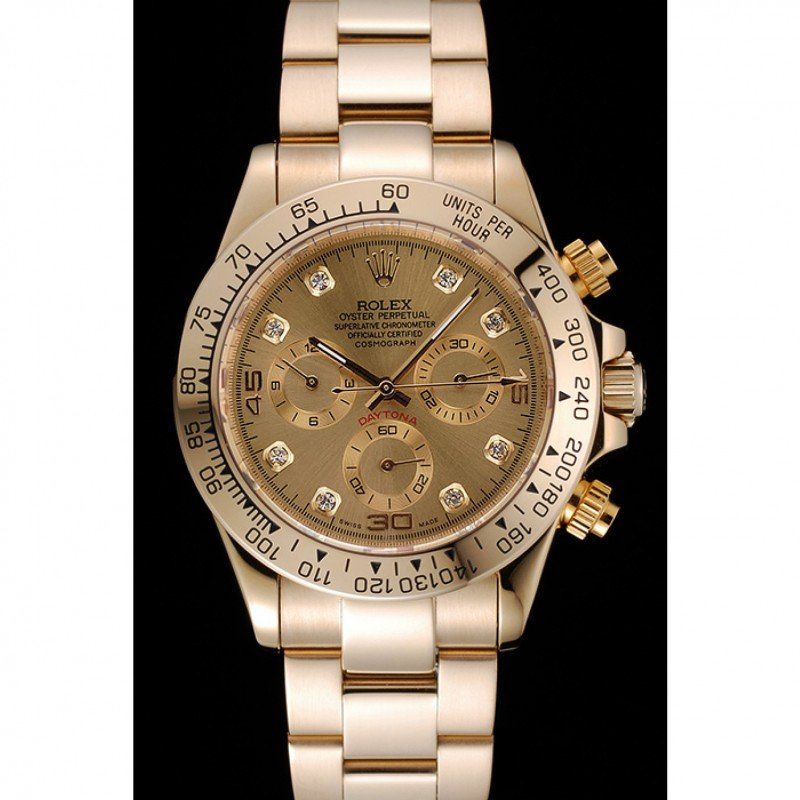 rol€x Cosmograph Daytona Brown Dial Diamond Numerals Gold Case And Bracelet 1454245