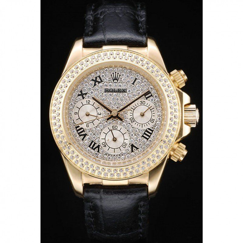 rol€x Daytona Lady Gold Case Crystal Studded Bezel Crystal Studded Dial 98238