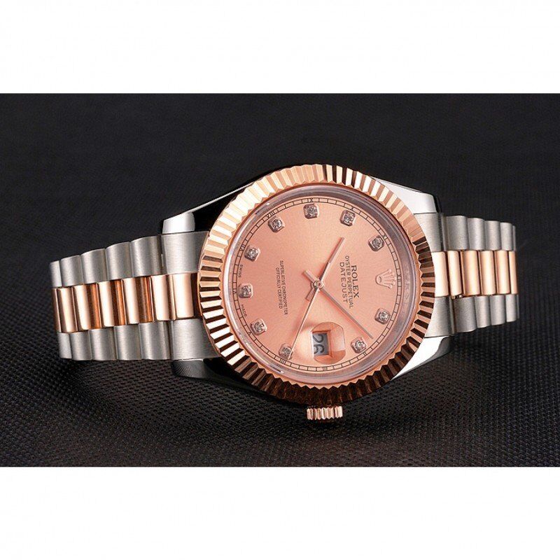 Rolex Datejust Rose Gold Dial And Bezel Stainless Steel Case Two Tone Bracelet - Orolen