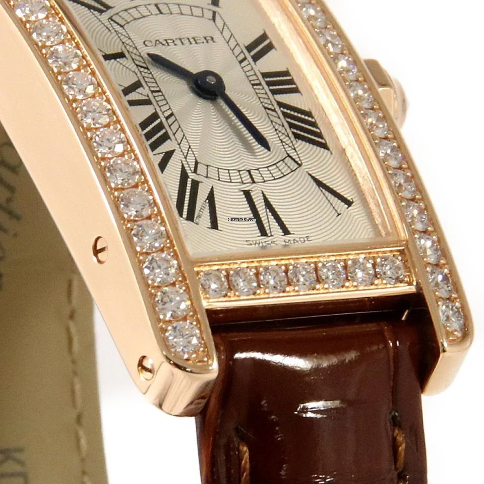 C@RTIER Tank Am��ricaine Small Model 18K Rose Gold & Diamonds Ladies Watch, WJTA0028