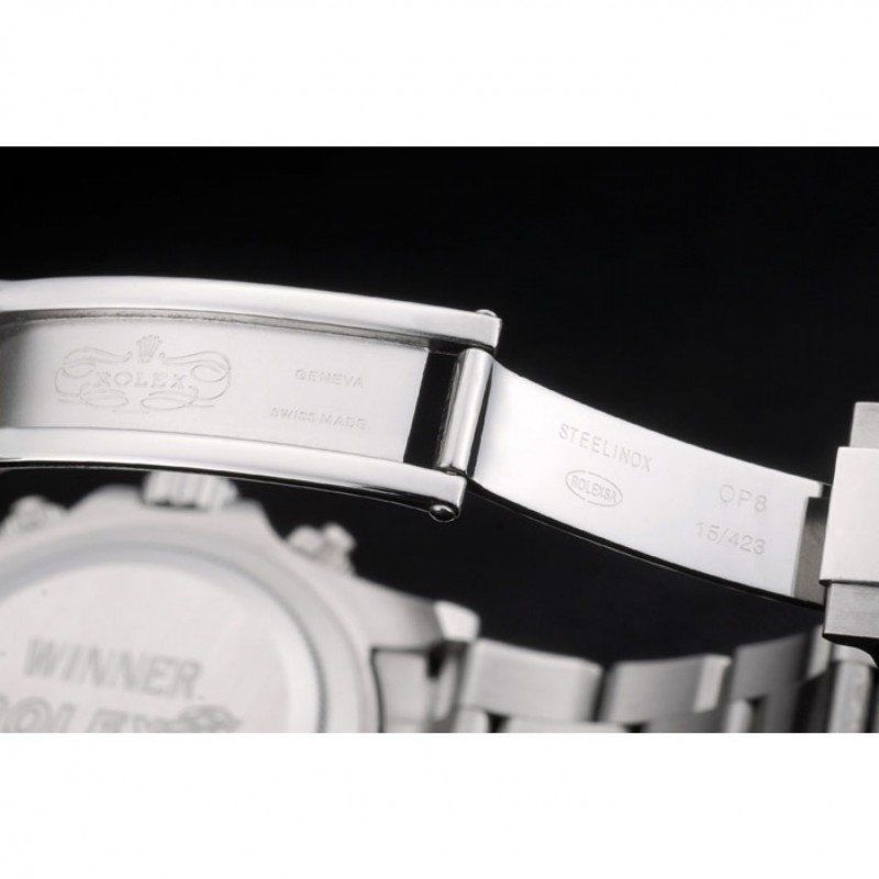 Rolex Daytona Cosmograph Rainbow Crystals Bezel Stainless Steep Strap Black Dial 80250 - Orolen