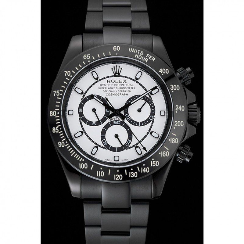 rol€x Cosmograph Daytona White And Black Dial Black Stainless Steel Case And Bracelet 1454249