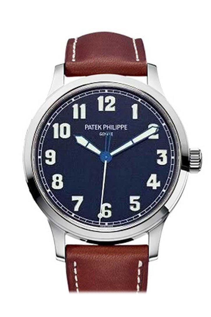 PAT€K PHIL!PPE Complications Calatrava Pilot Blue Dial Steel Men's Watch 5522A-001