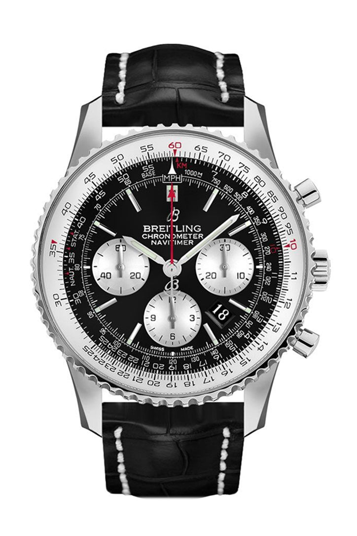 BRE!TLING Navitimer 01 Black Leather Deployment AB0127211 B1P1