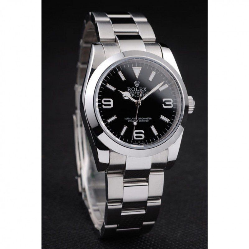 Rolex Explorer Polished Stainless Steel Black Dial 98087 - Orolen