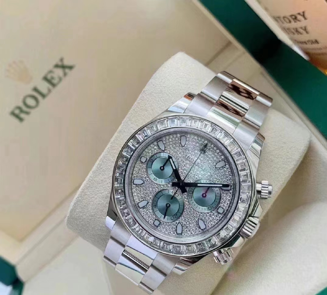 rol€x universe meter type Daytona series waterproof man Automatic mechanical watch Chronograph Silver white dial 40mm silver Color strap 116576TBR