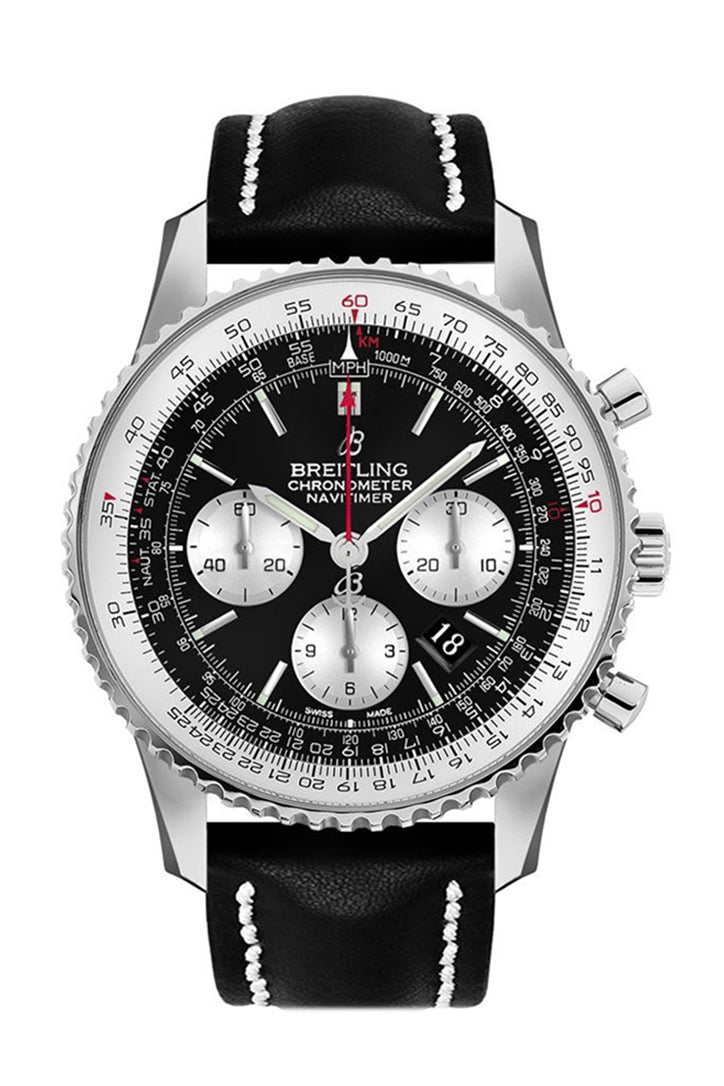 BRE!TLING Navitimer 01 Black Leather AB0127211 B1X1