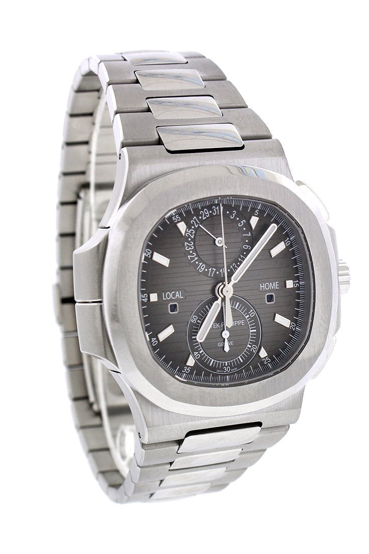 PAT€K PHIL!PPE Nautilus Travel Time Chronograph Stainless Steel Automatic Men's Watch 5990-1A-001