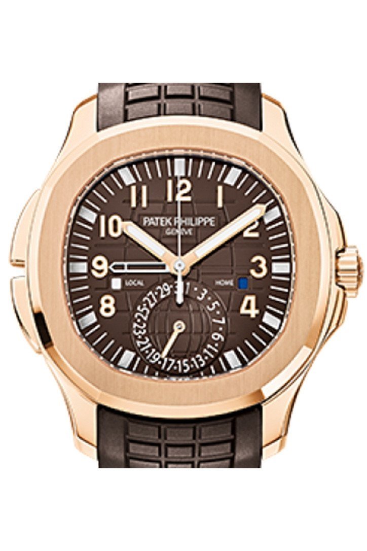 PAT€K PHIL!PPE Aquanaut Brown Embossed Arabic Dial Rose Gold Composite Men's Watch 5164R-001