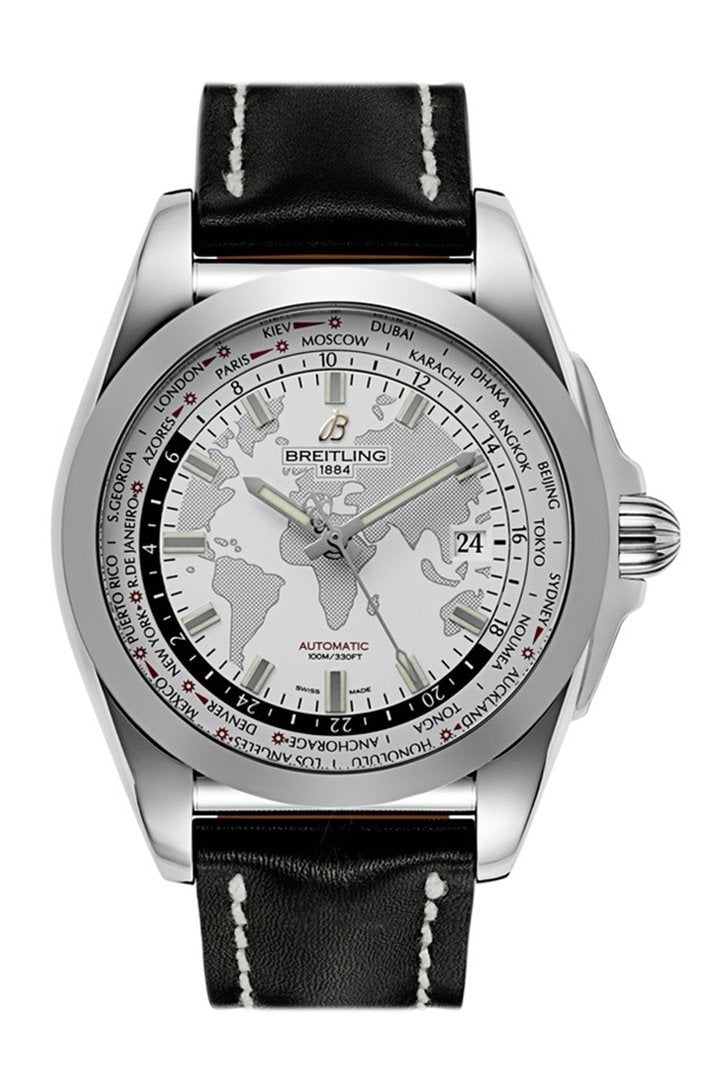 BRE!TLING Galactic Unitime Blue Strap Men's Watch WB3510U0-A777