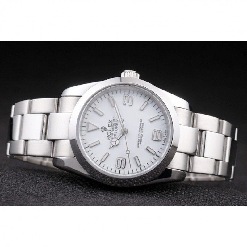 Rolex Explorer Polished Stainless Steel White Dial 98086 - Orolen