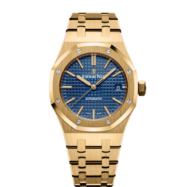 AUDEM@RS P!GUET Royal Oak Selfwinding, Blue dial, 37mm, Yellow gold, 15450BA.OO.1256BA.02