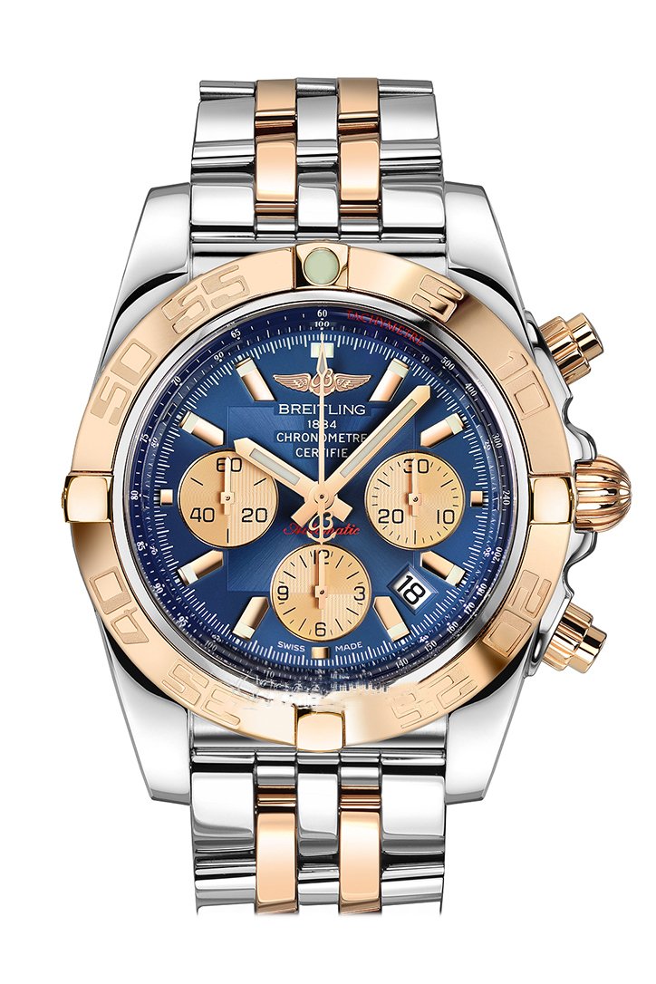 BRE!TLING Chronomat 44 Blue Dial Steel and Rose Gold Automatic Men's Watch CB011012-C790