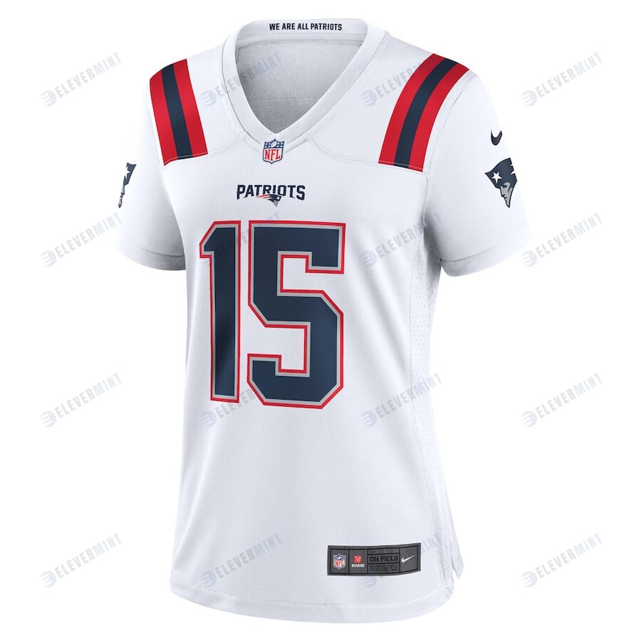 Ezekiel Elliott 15 New England Patriots Women Game Jersey - White