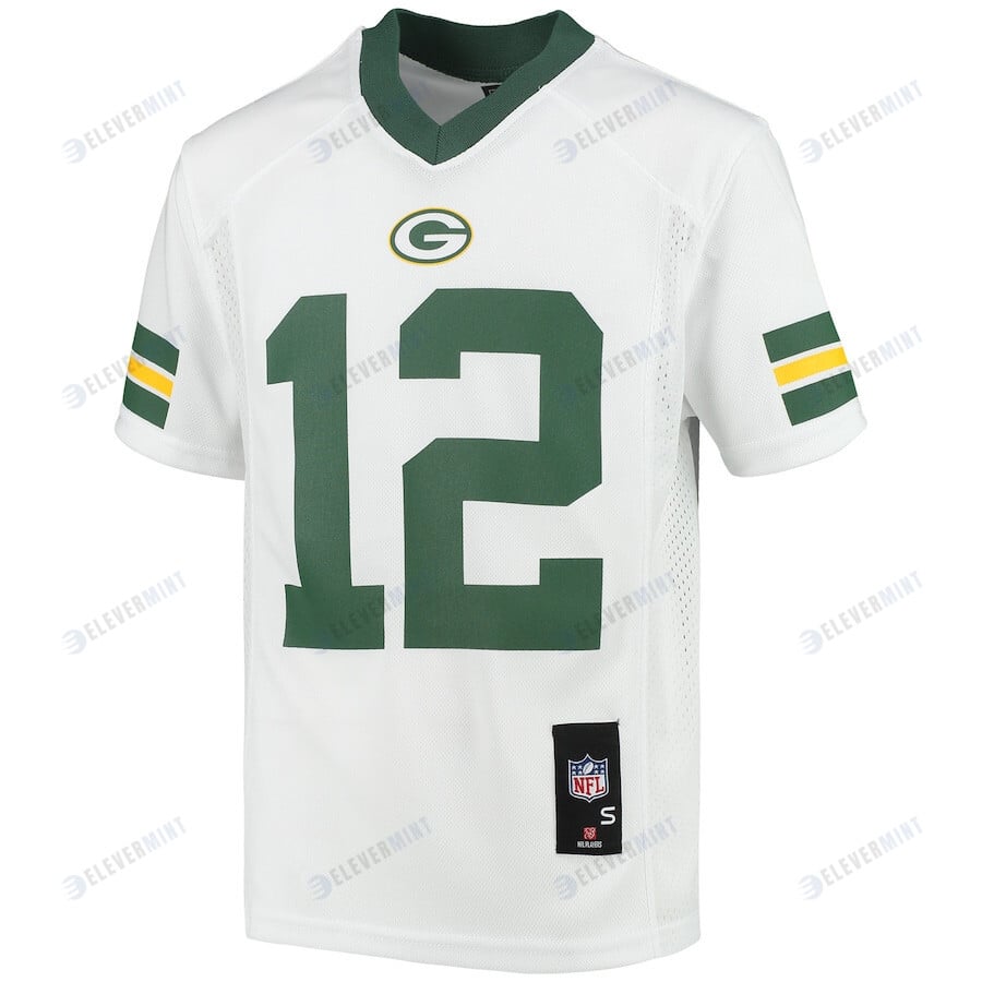 Aaron Rodgers 12 Green Bay Packers YOUTH Jersey - White