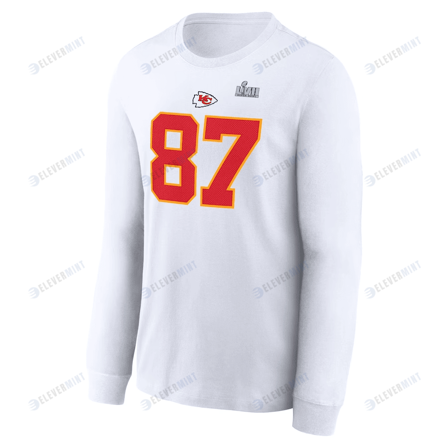 Travis Kelce Kansas City Chiefs Super Bowl LVII Long Sleeve T-Shirt - White