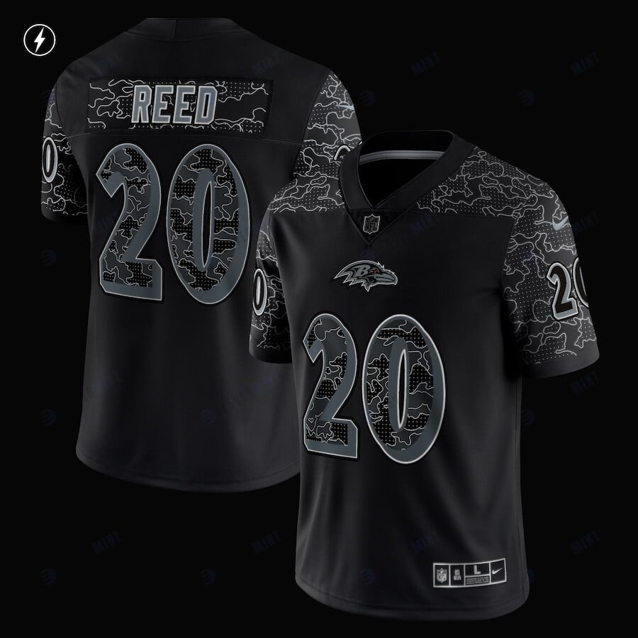 Ed Reed 20 Baltimore Ravens Retired Player RFLCTV Limited Jersey - Black