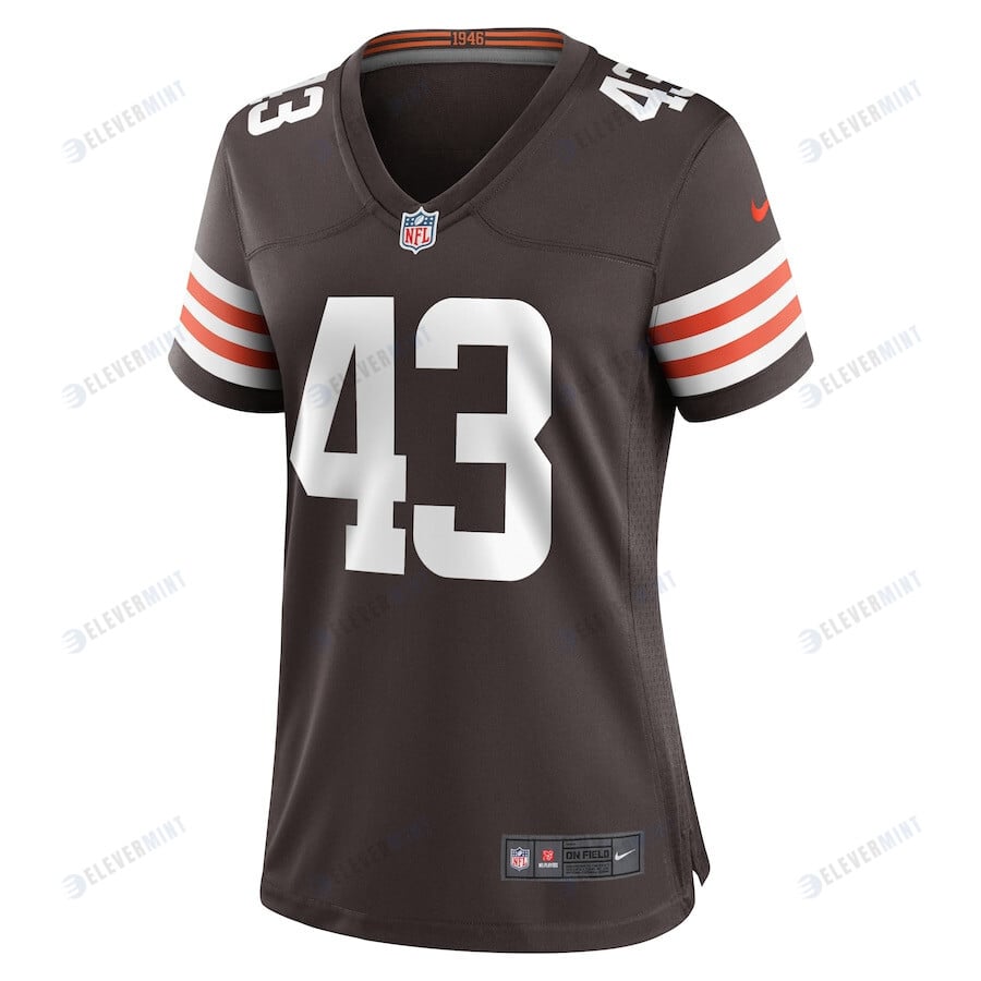 Mohamoud Diabate 43 Cleveland Browns Women Team Game Jersey - Brown