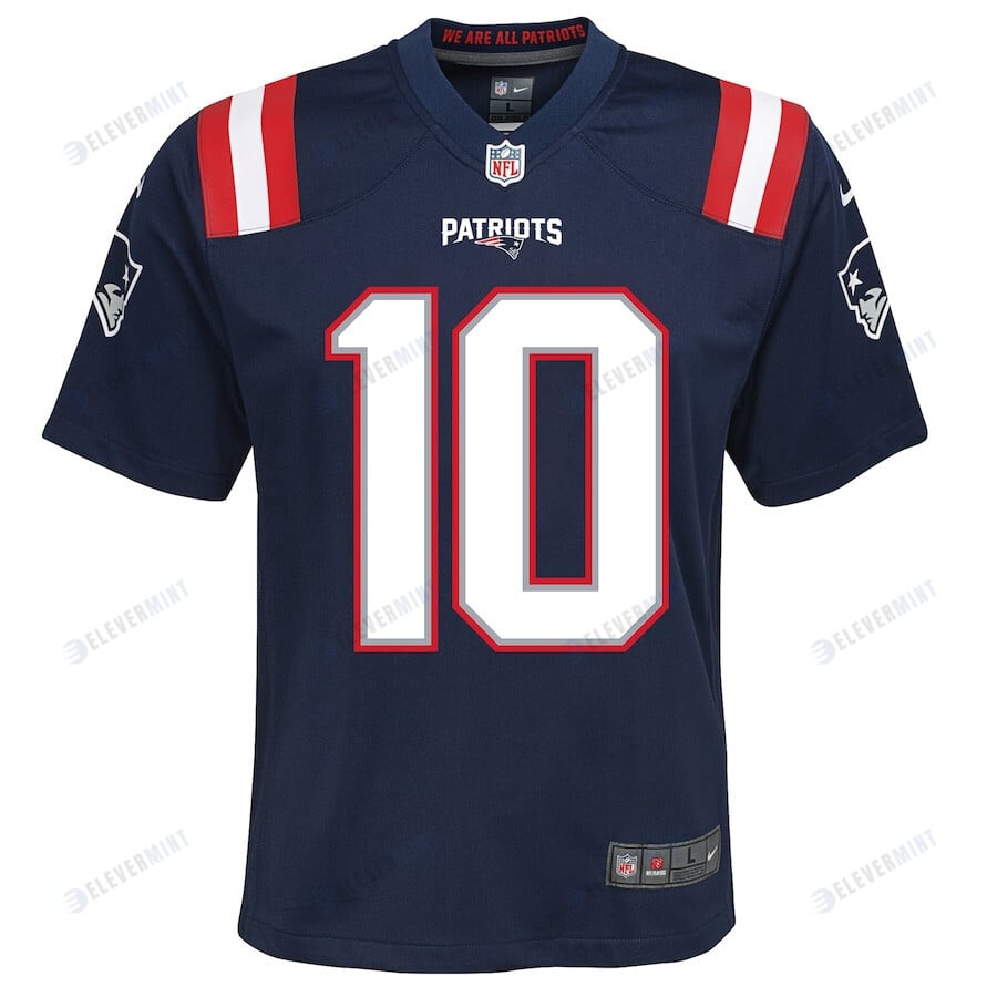 Mac Jones 10 New England Patriots YOUTH Game Jersey - Navy