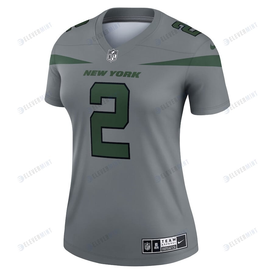 Zach Wilson 2 New York Jets Women Inverted Legend Jersey - Gray