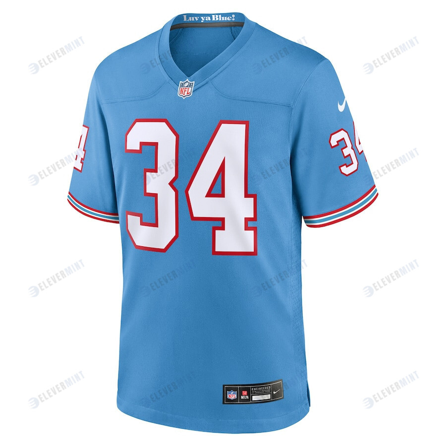 Earl Campbell 34 Tennessee Titans Oilers Throwback Retired Men Game Jersey - Light Blue