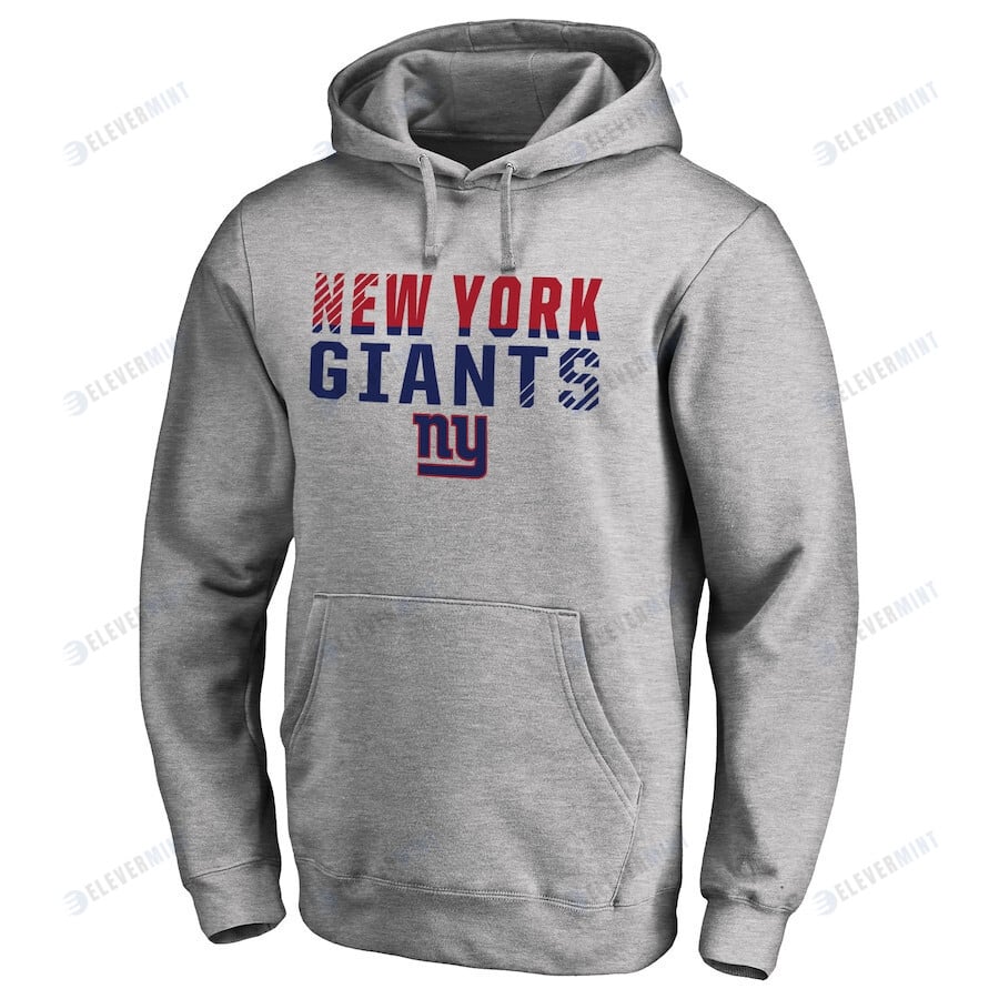 New York Giants Iconic Collection Fade Out Pullover Hoodie - Heather Grey