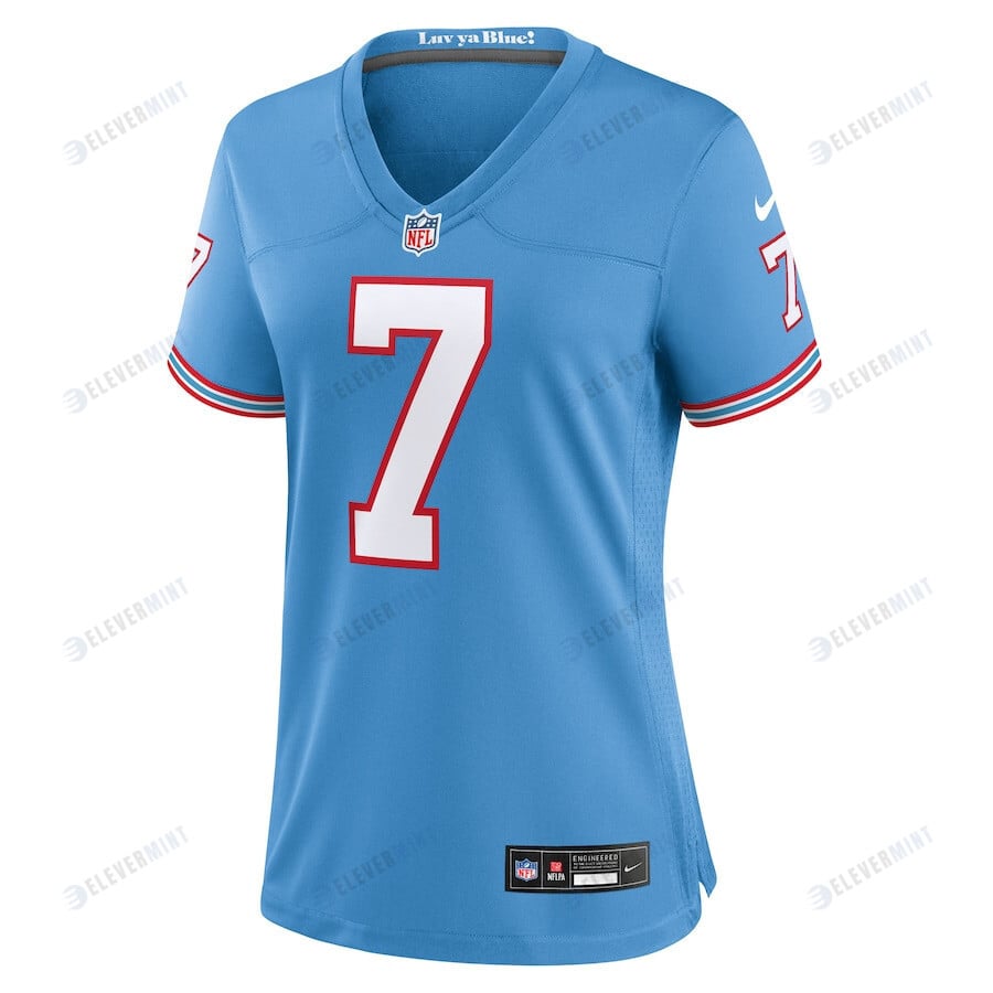 Malik Willis 7 Tennessee Titans Oilers Throwback Alternate Game Women Jersey - Light Blue