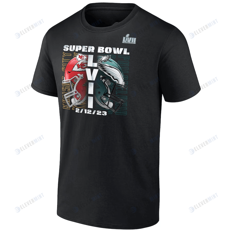 Kansas City Chiefs vs. Philadelphia Eagles Super Bowl LVII Matchup T-Shirt - Black