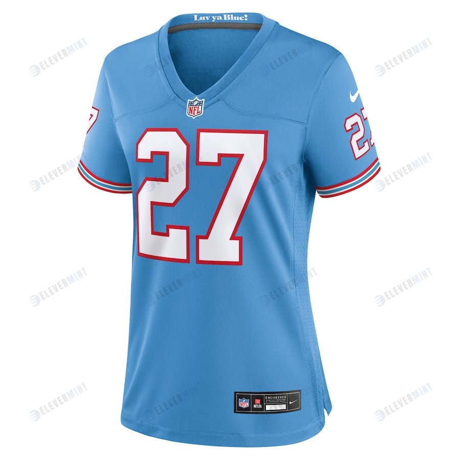 Eddie George 27 Tennessee Titans Oilers Throwback Alternate Game Women Jersey - Light Blue