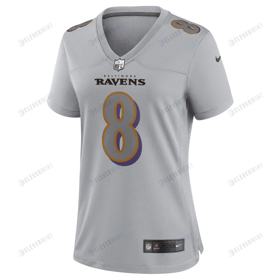 Lamar Jackson Baltimore Ravens Women's Atmosphere Fashion Game Jersey - Gray