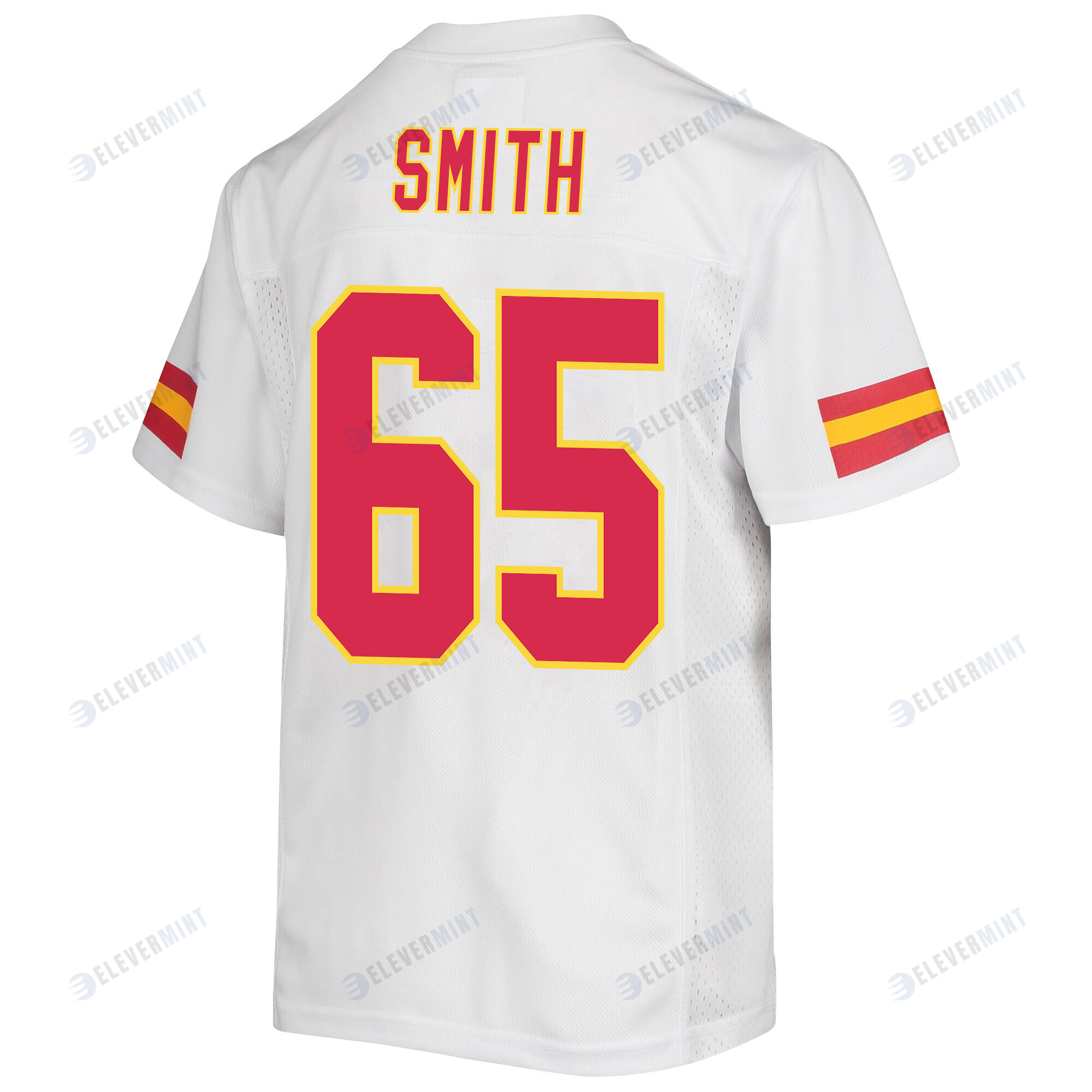 Trey Smith 65 Kansas City Chiefs Super Bowl LVII Champions 3 Stars Youth Game Jersey - White