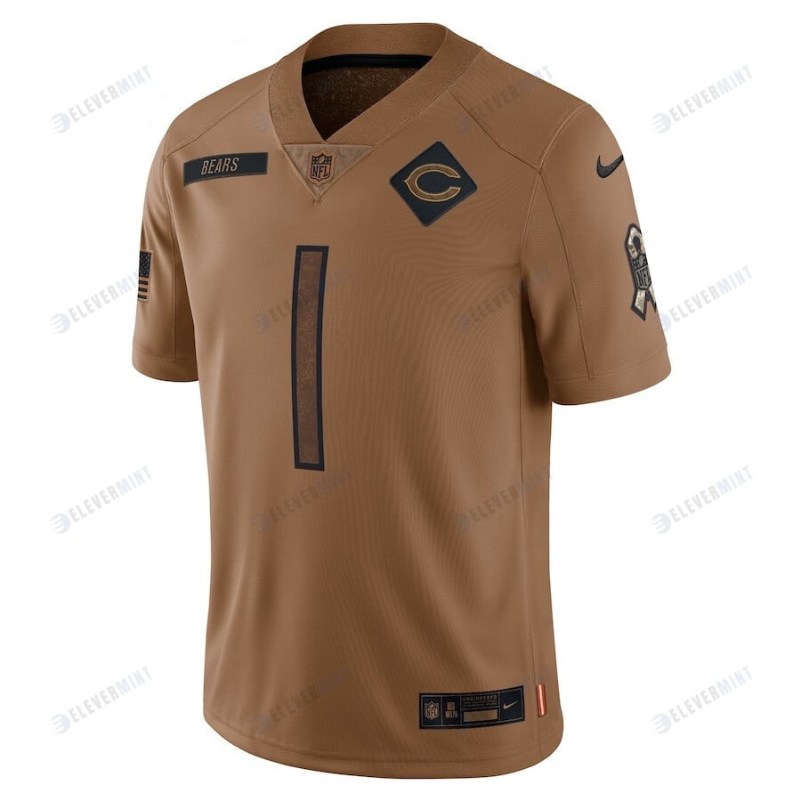 Justin Fields 1 Chicago Bears 2023 Salute To Service Limited Jersey - Brown