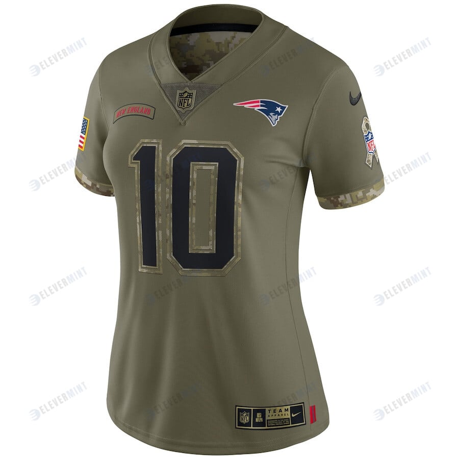 Mac Jones New England Patriots Women's 2022 Salute To Service Limited Jersey - Olive