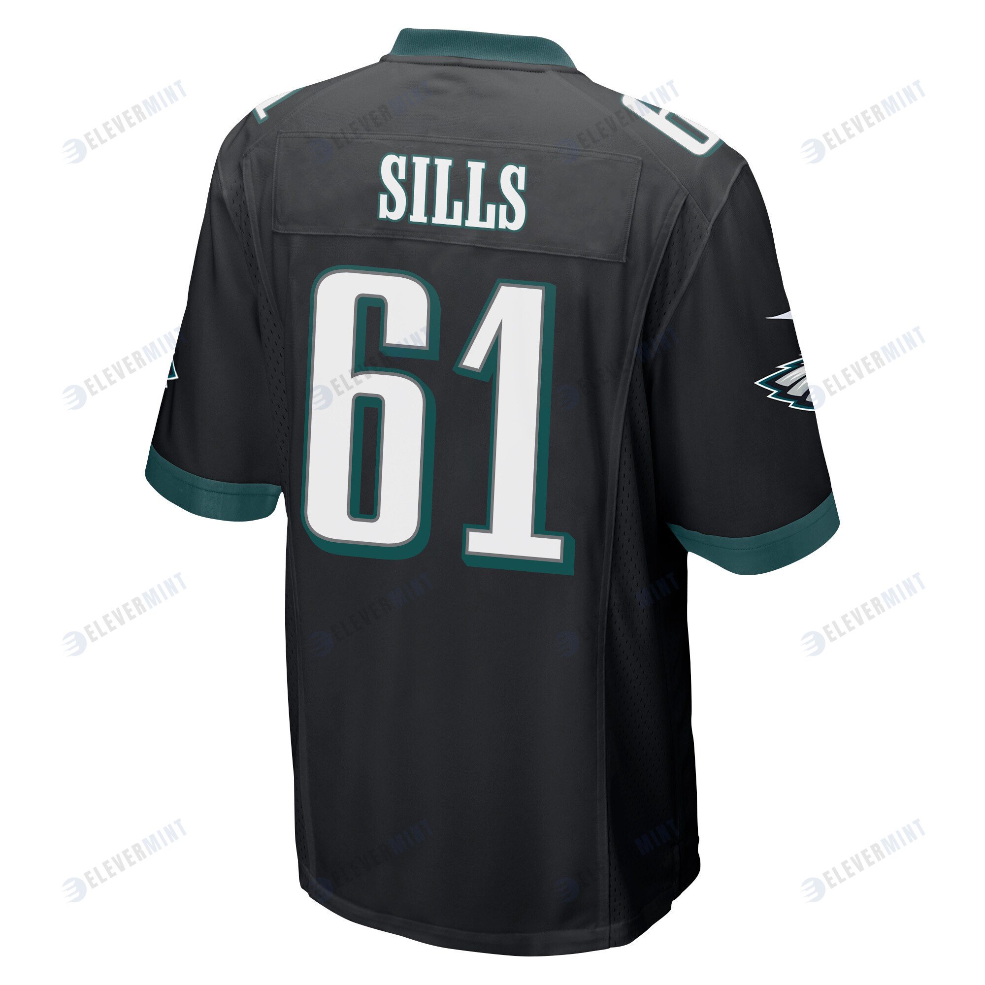 Josh Sills 61 Philadelphia Eagles Super Bowl LVII Champions 2 Stars Men Game Jersey - Black