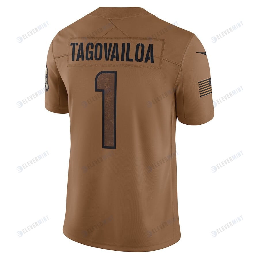 Tua Tagovailoa 1 Miami Dolphins 2023 Salute To Service Limited Jersey - Brown