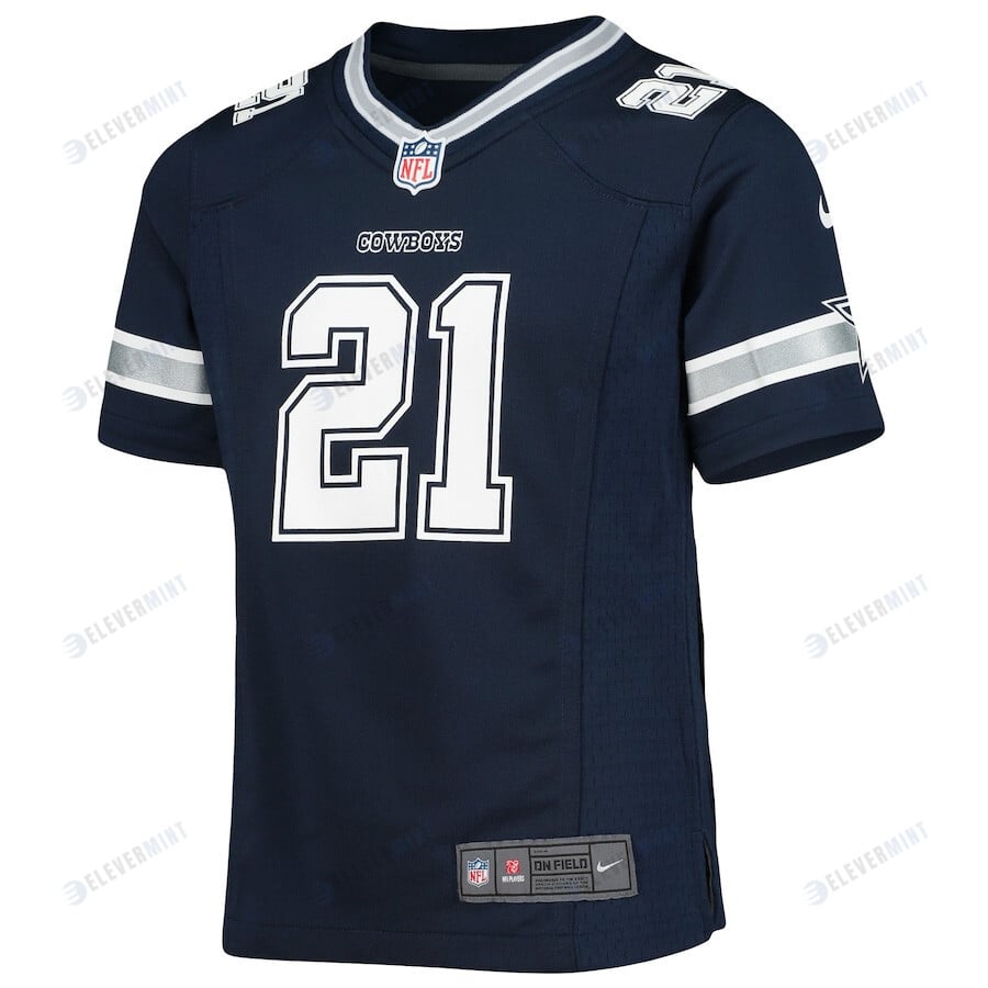 Ezekiel Elliott 21 Dallas Cowboys Girls Youth Team Game Jersey - Navy