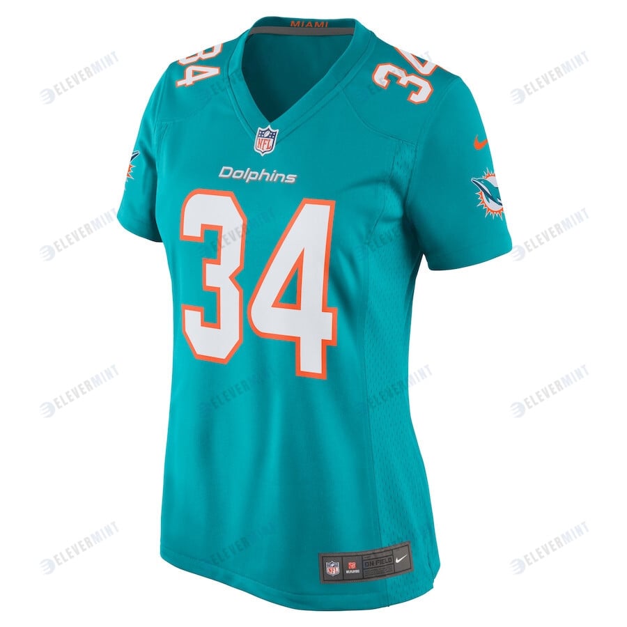 Tino Ellis 34 Miami Dolphins Women Home Game Jersey - Aqua