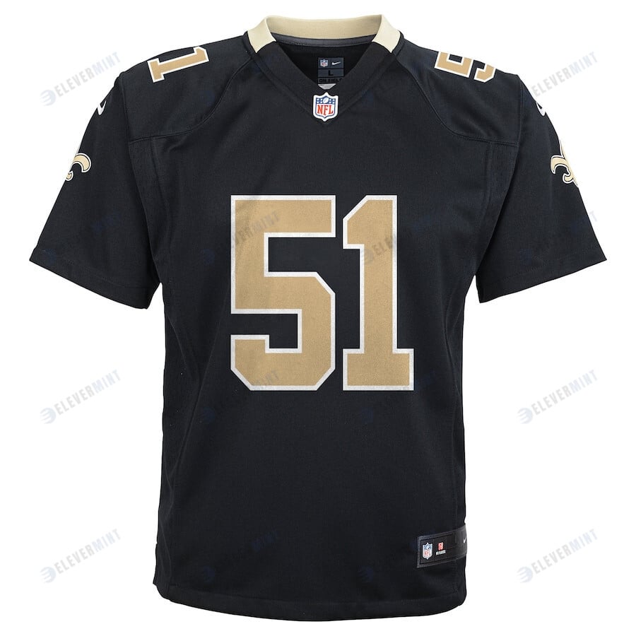 Sam Mills 51 New Orleans Saints YOUTH Retired Game Jersey - Black
