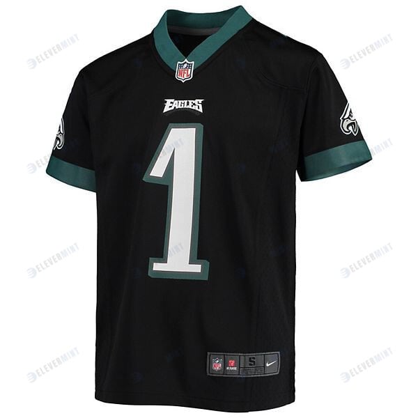 Jalen Hurts 1 Philadelphia Eagles Youth Game Jersey - Black